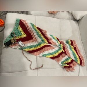 Colorful Crochet Zigzag flared pants